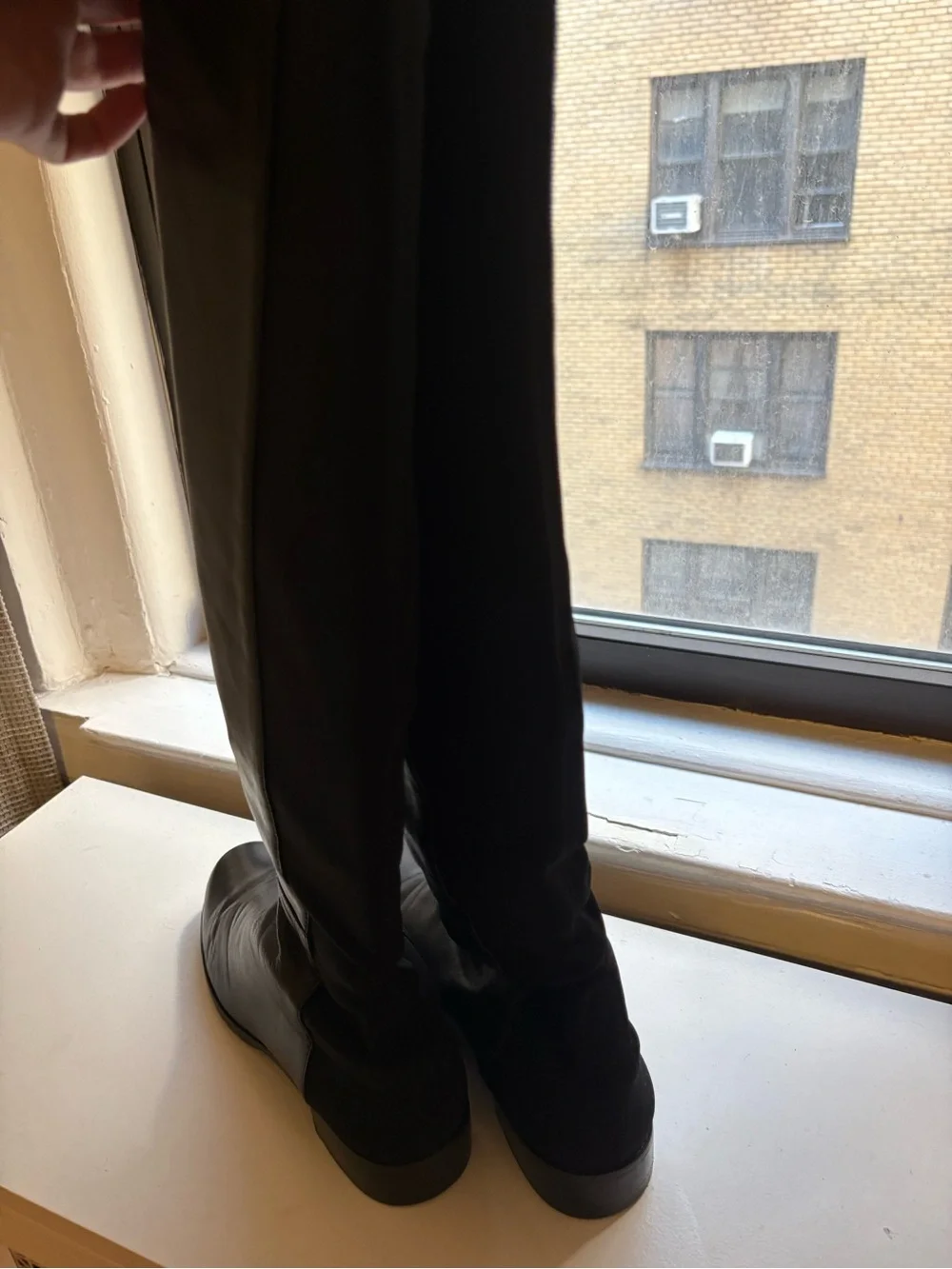 Stuart Weitzman Black Over-The-Knee Stretch Leather Boots
